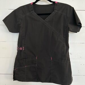 WonderWink Black Crossover Scrub Top